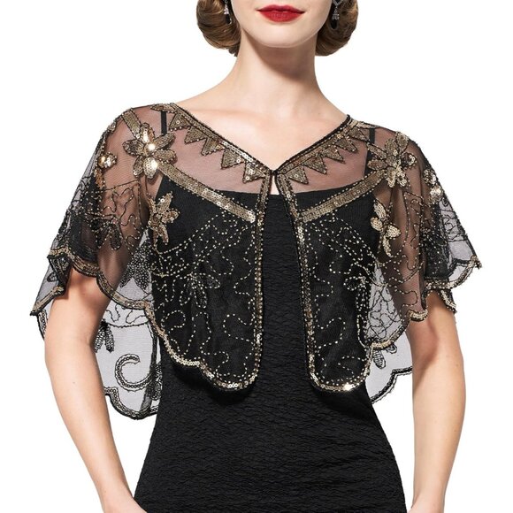 Women's 1920s Shawl WrapsSequin Flapper Evening Shawls for women Gatsby Accesso